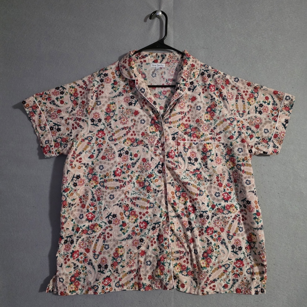 Vera Bradley Womens 2 Piece S/S Floral Pajama Top & Bottom Size 2XL